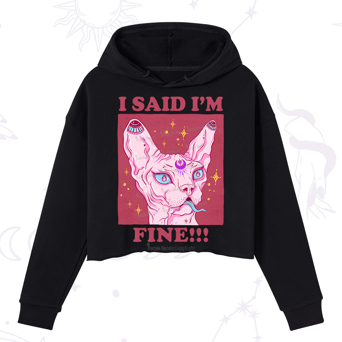 Purplehecate I Said I'm Fine Crop Hoodie