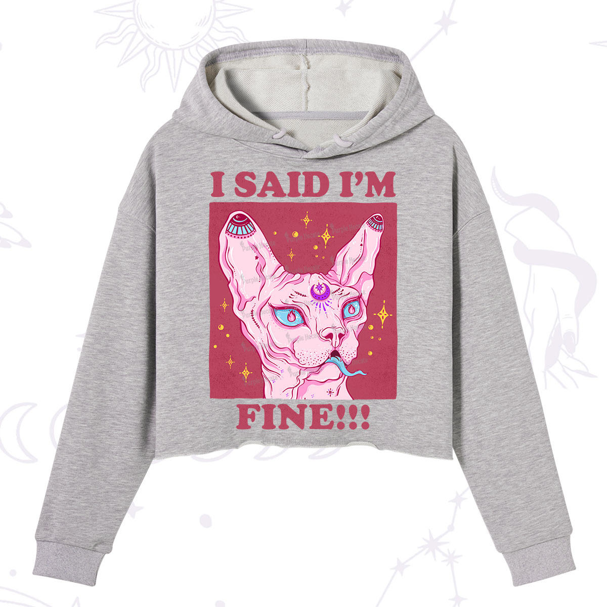 Purplehecate I Said I'm Fine Crop Hoodie