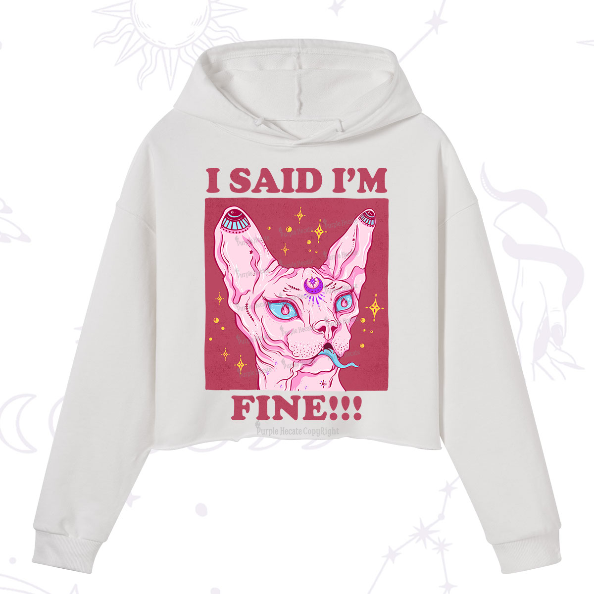 Purplehecate I Said I'm Fine Crop Hoodie