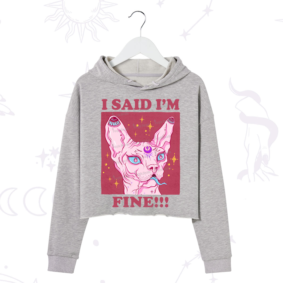 Purplehecate I Said I'm Fine Crop Hoodie