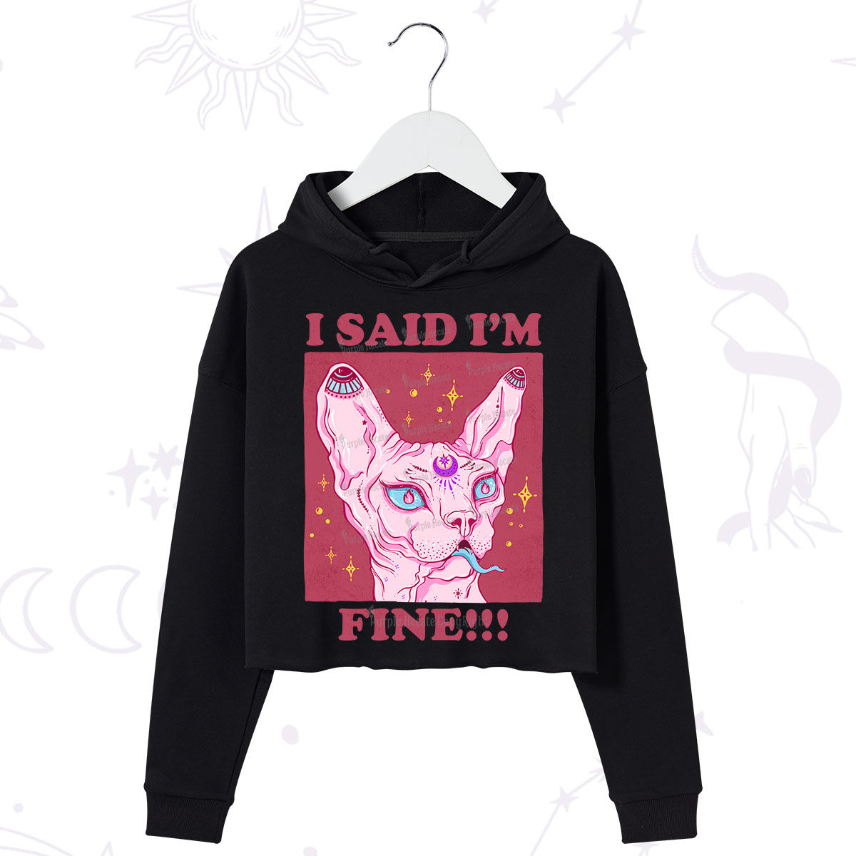 Purplehecate I Said I'm Fine Crop Hoodie