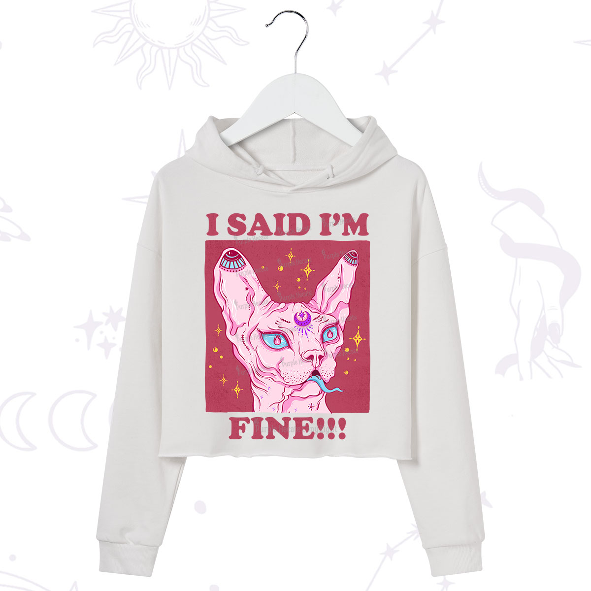 Purplehecate I Said I'm Fine Crop Hoodie