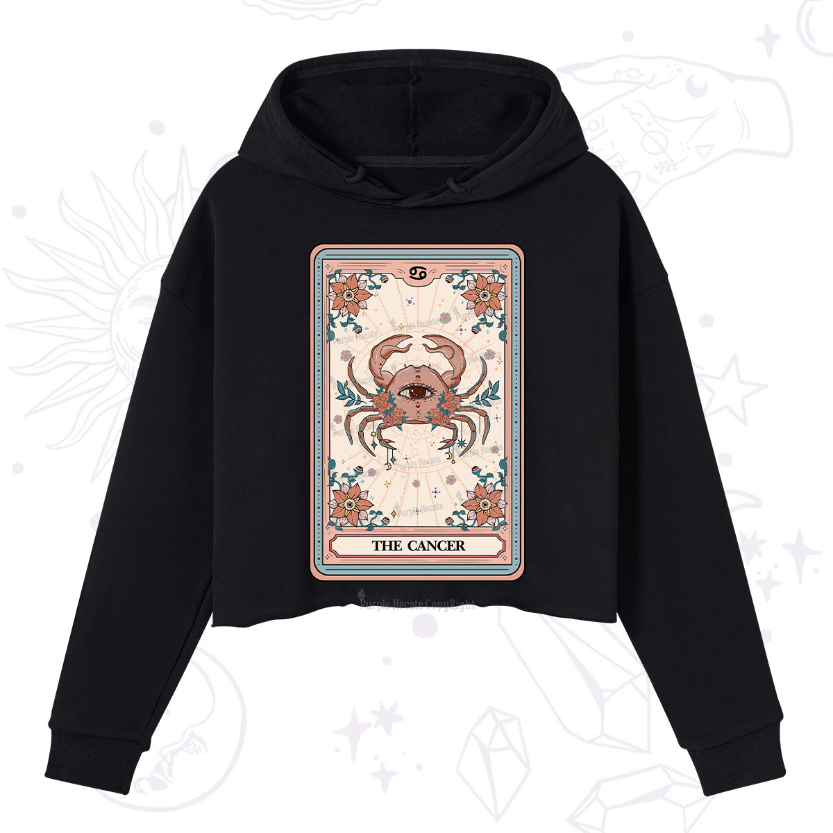 Purplehecate The Cancer Tarot Card Crop Hoodie
