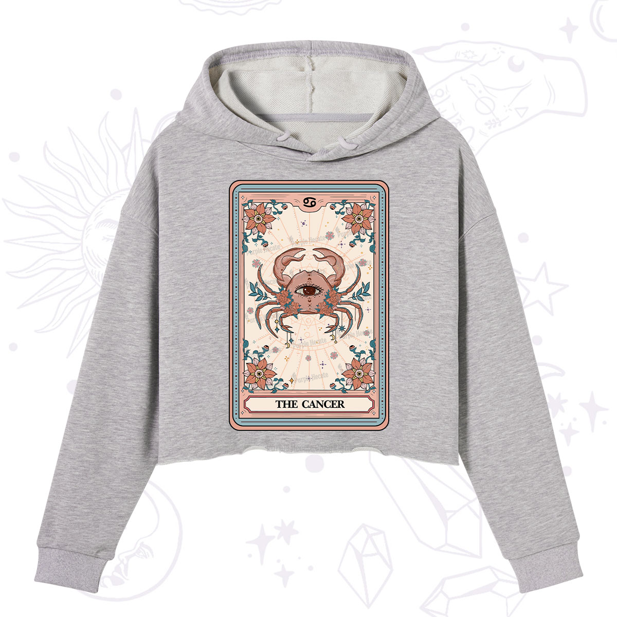 Purplehecate The Cancer Tarot Card Crop Hoodie