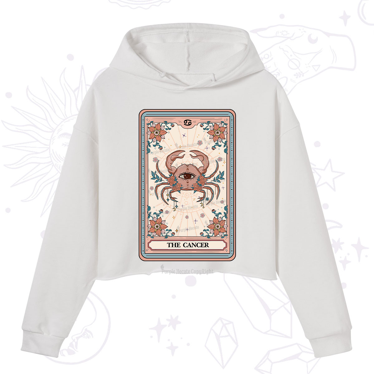Purplehecate The Cancer Tarot Card Crop Hoodie