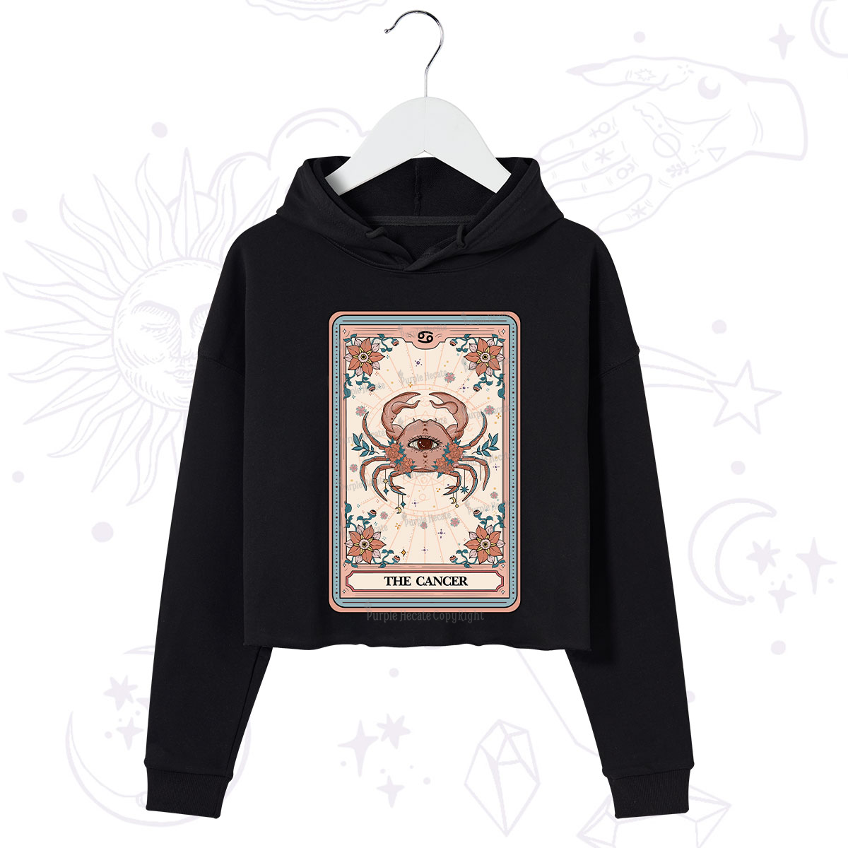 Purplehecate The Cancer Tarot Card Crop Hoodie