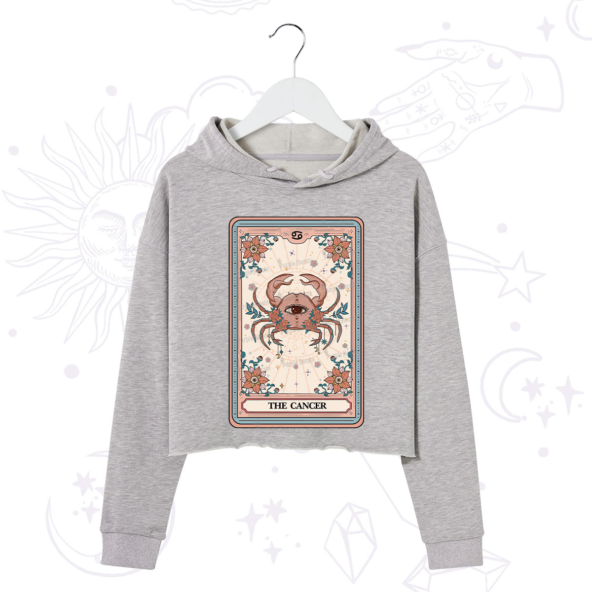 Purplehecate The Cancer Tarot Card Crop Hoodie