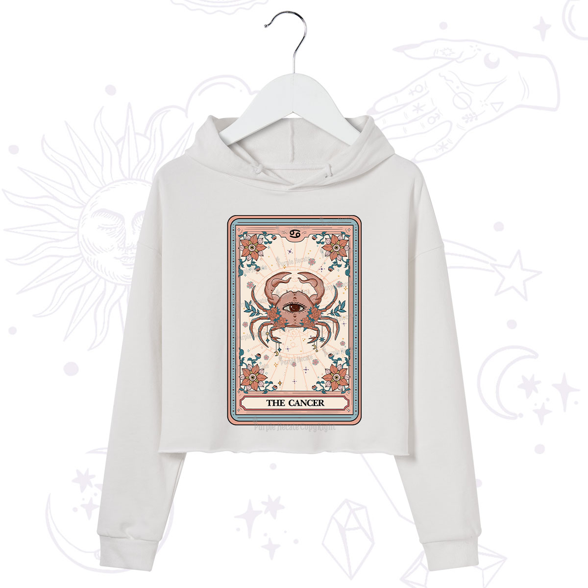 Purplehecate The Cancer Tarot Card Crop Hoodie