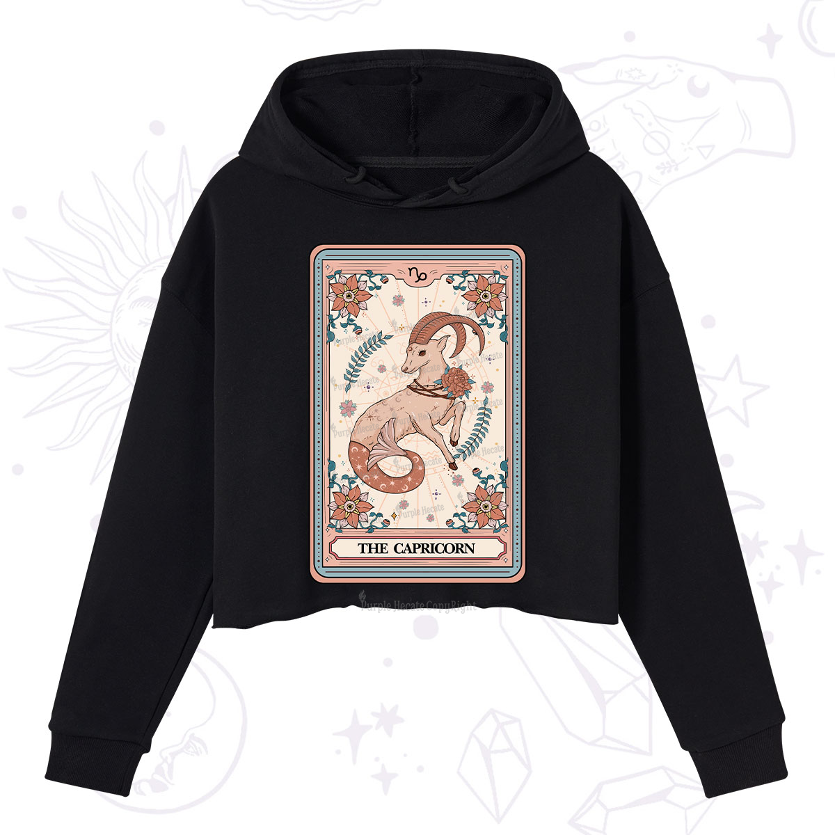 Purplehecate The Capricorn Tarot Card Crop Hoodie