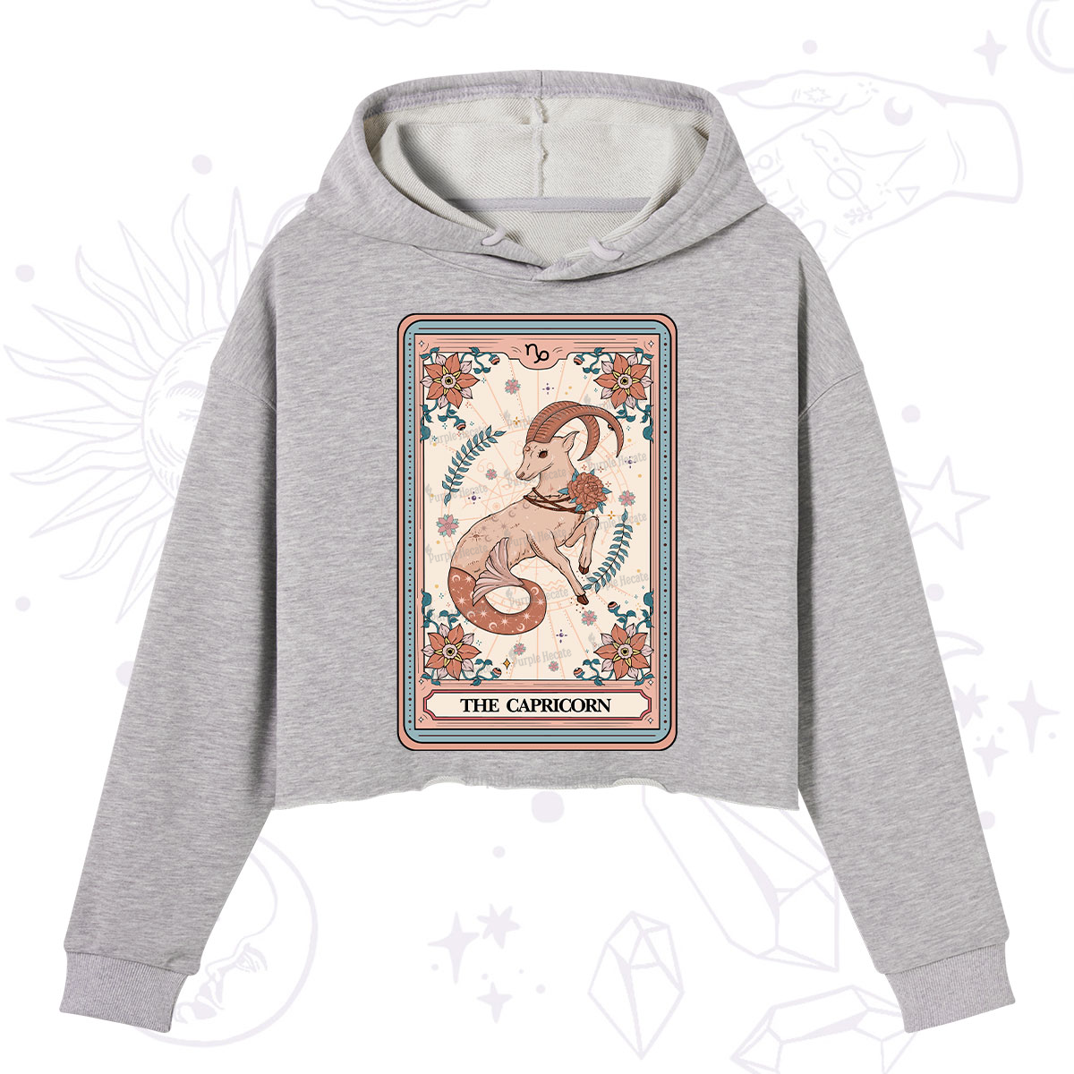 Purplehecate The Capricorn Tarot Card Crop Hoodie
