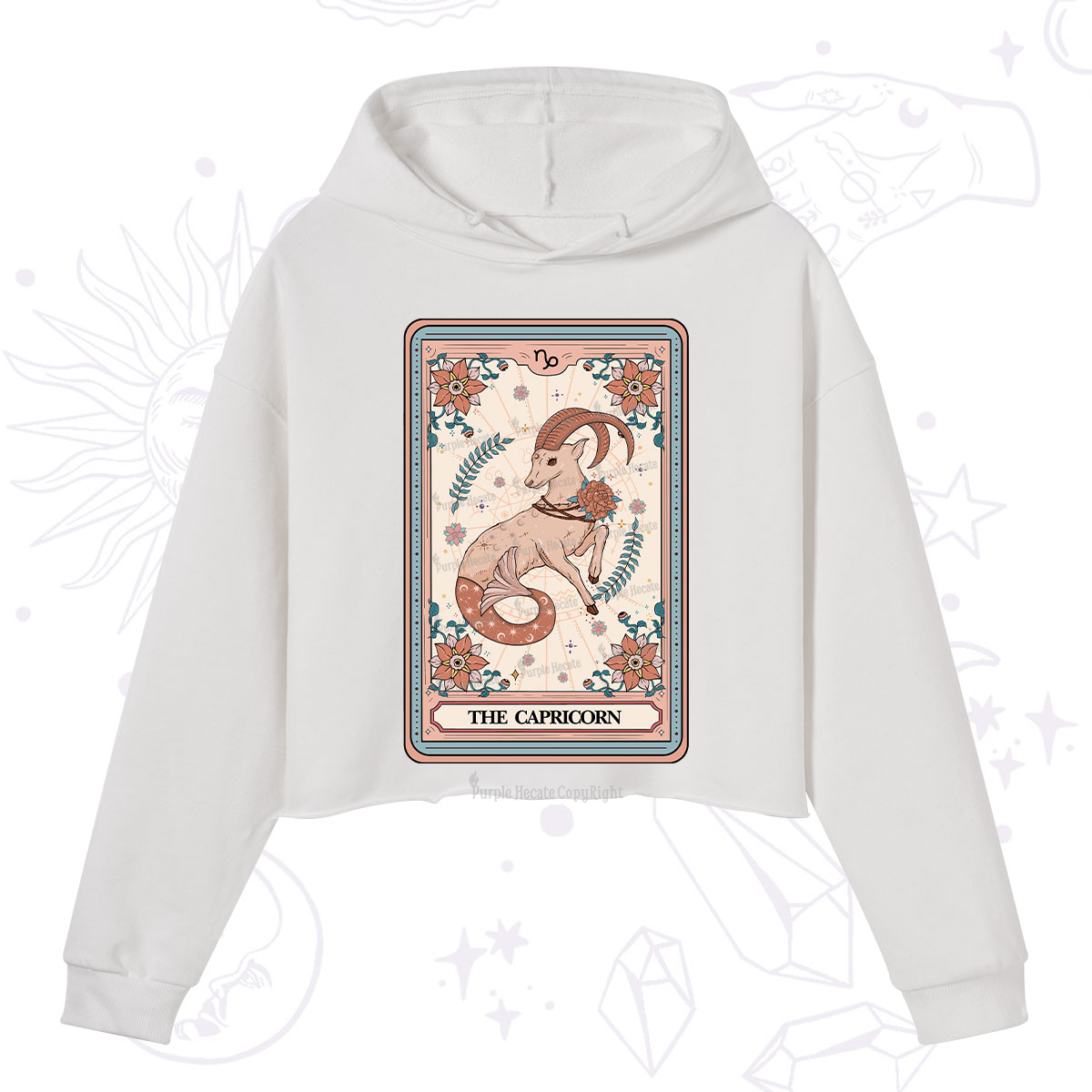 Purplehecate The Capricorn Tarot Card Crop Hoodie