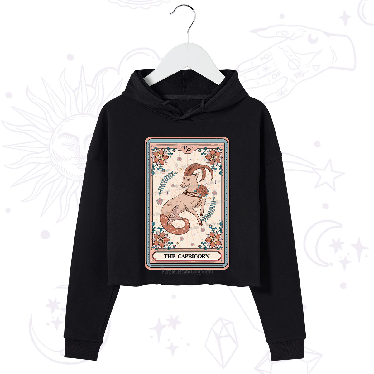 Purplehecate The Capricorn Tarot Card Crop Hoodie