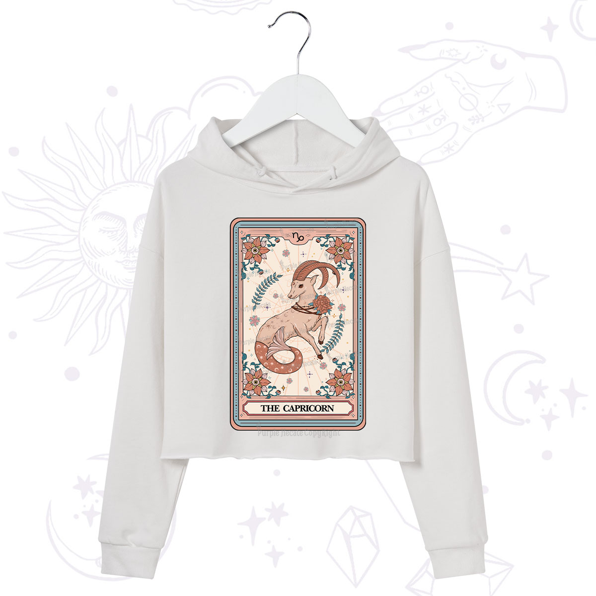 Purplehecate The Capricorn Tarot Card Crop Hoodie