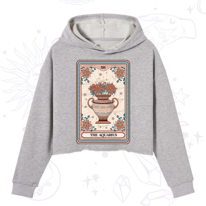 Purplehecate The Aquarius Tarot Card Crop Hoodie