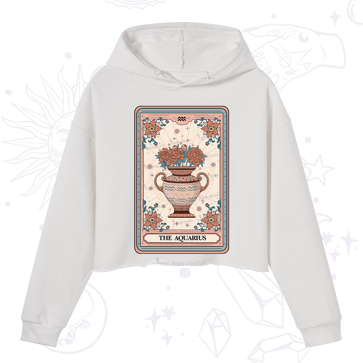 Purplehecate The Aquarius Tarot Card Crop Hoodie