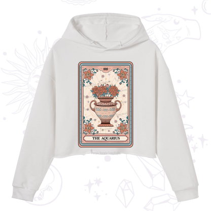 Purplehecate The Aquarius Tarot Card Crop Hoodie