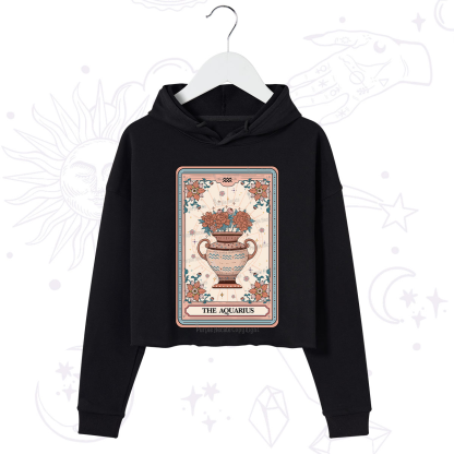 Purplehecate The Aquarius Tarot Card Crop Hoodie