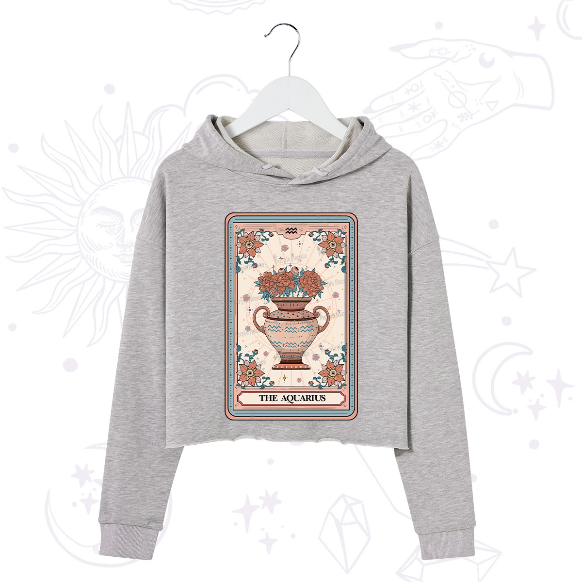 Purplehecate The Aquarius Tarot Card Crop Hoodie