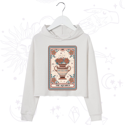 Purplehecate The Aquarius Tarot Card Crop Hoodie
