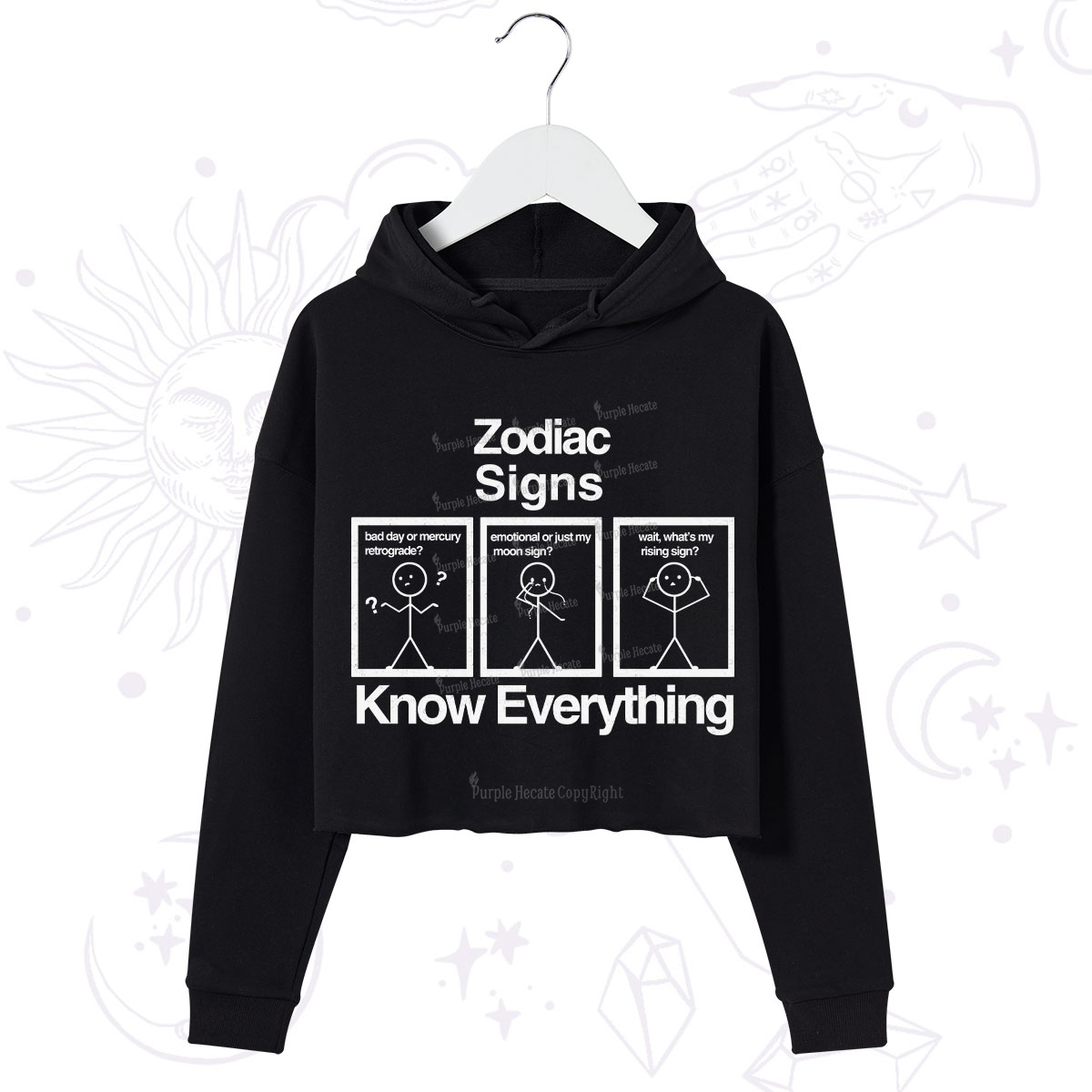 Purplehecate Zodiac Signs Know Everything Crop Hoodie