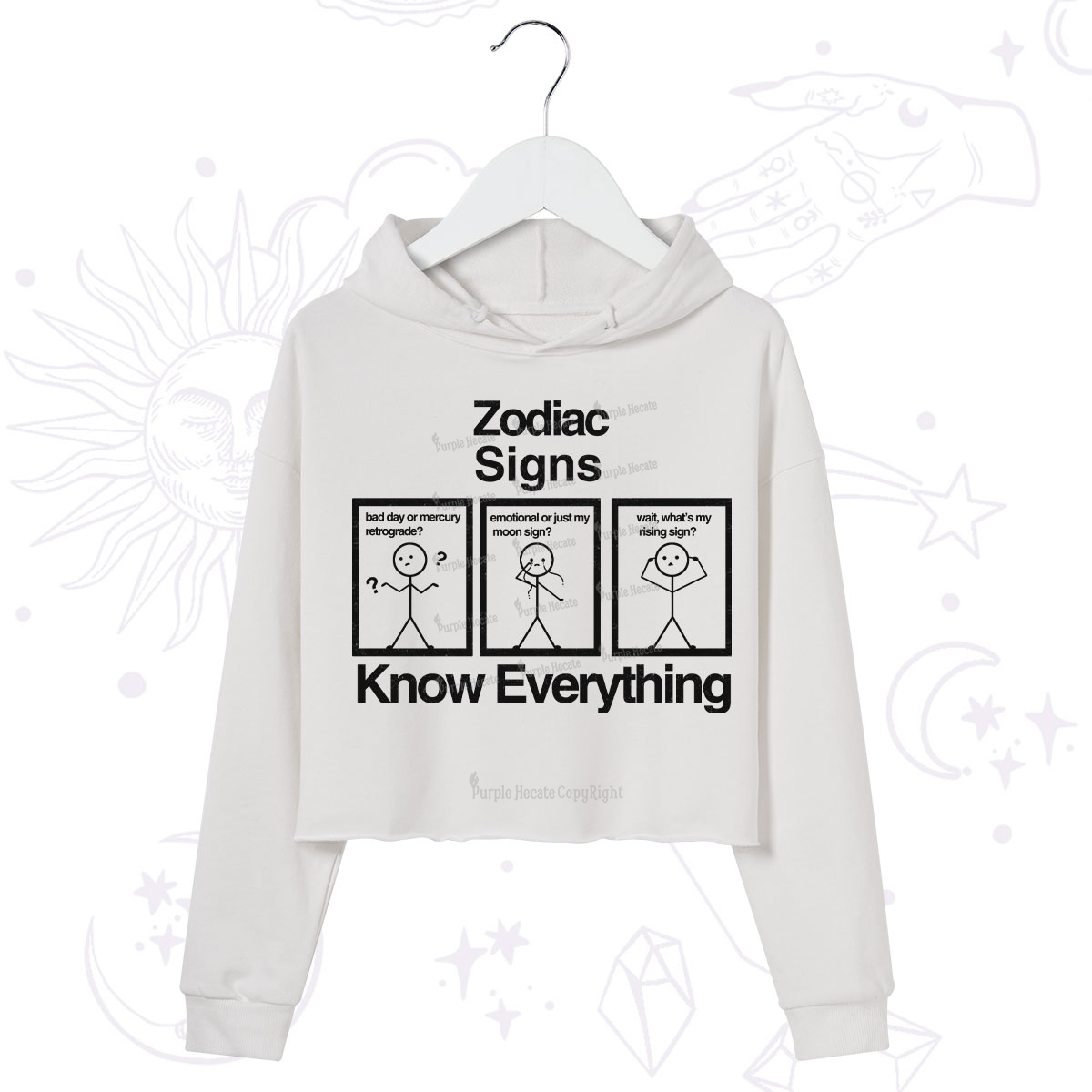 Purplehecate Zodiac Signs Know Everything Crop Hoodie