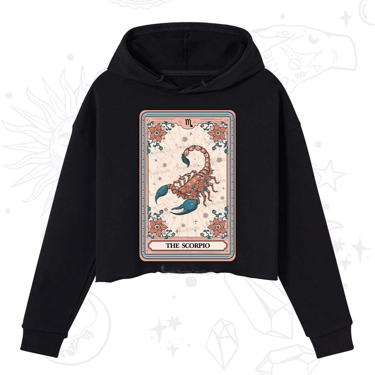 Purplehecate The Scorpio Tarot Card Crop Hoodie