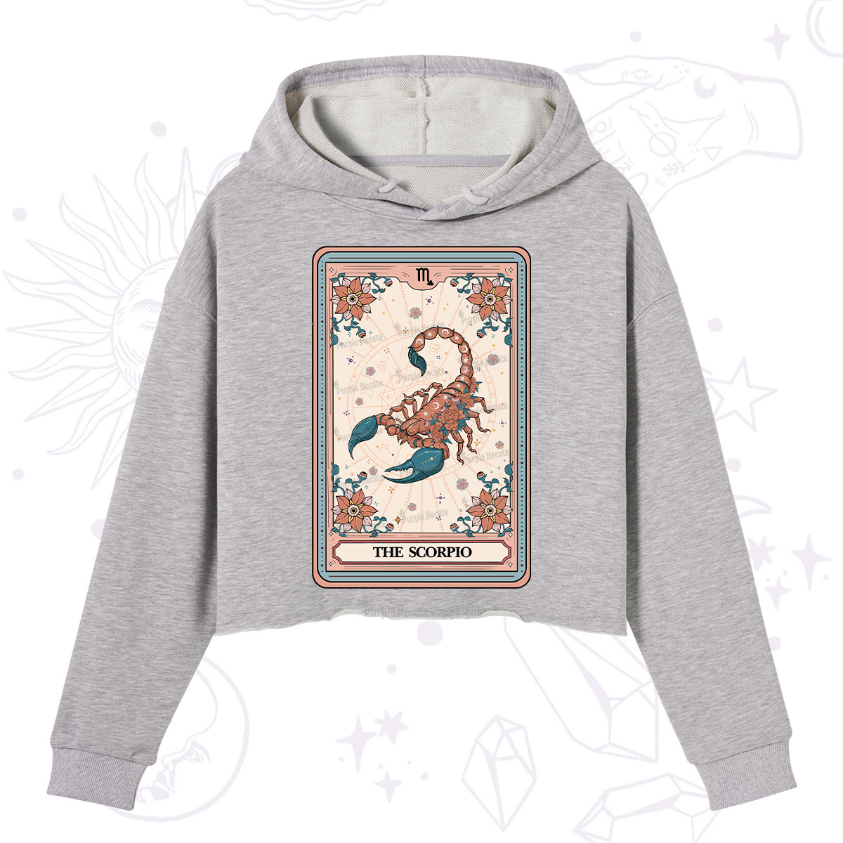 Purplehecate The Scorpio Tarot Card Crop Hoodie