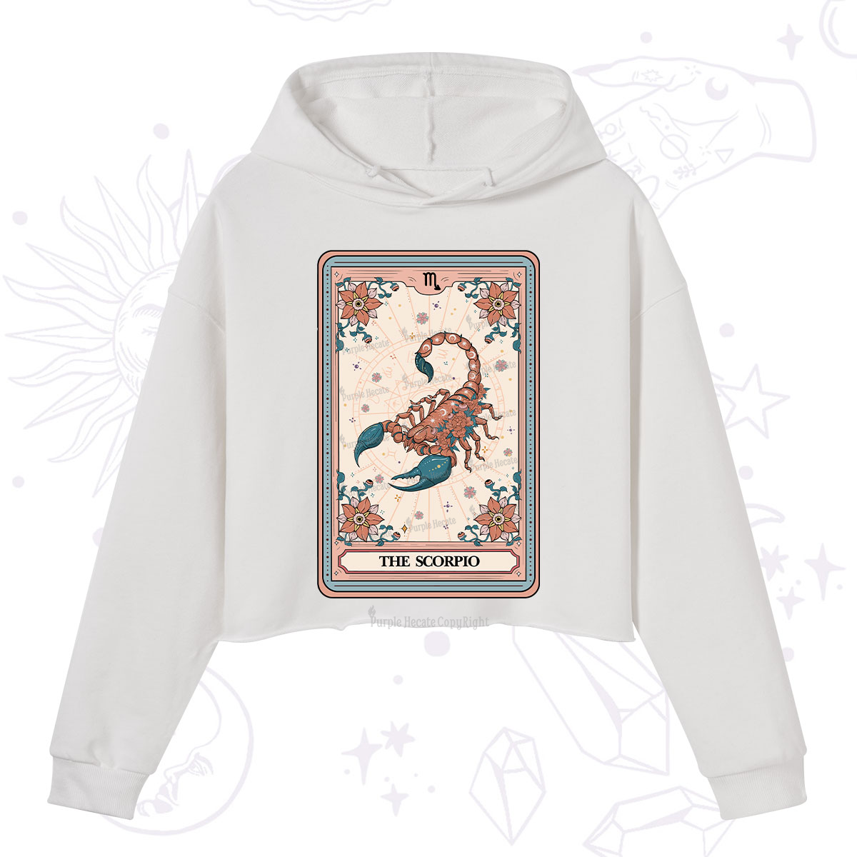 Purplehecate The Scorpio Tarot Card Crop Hoodie