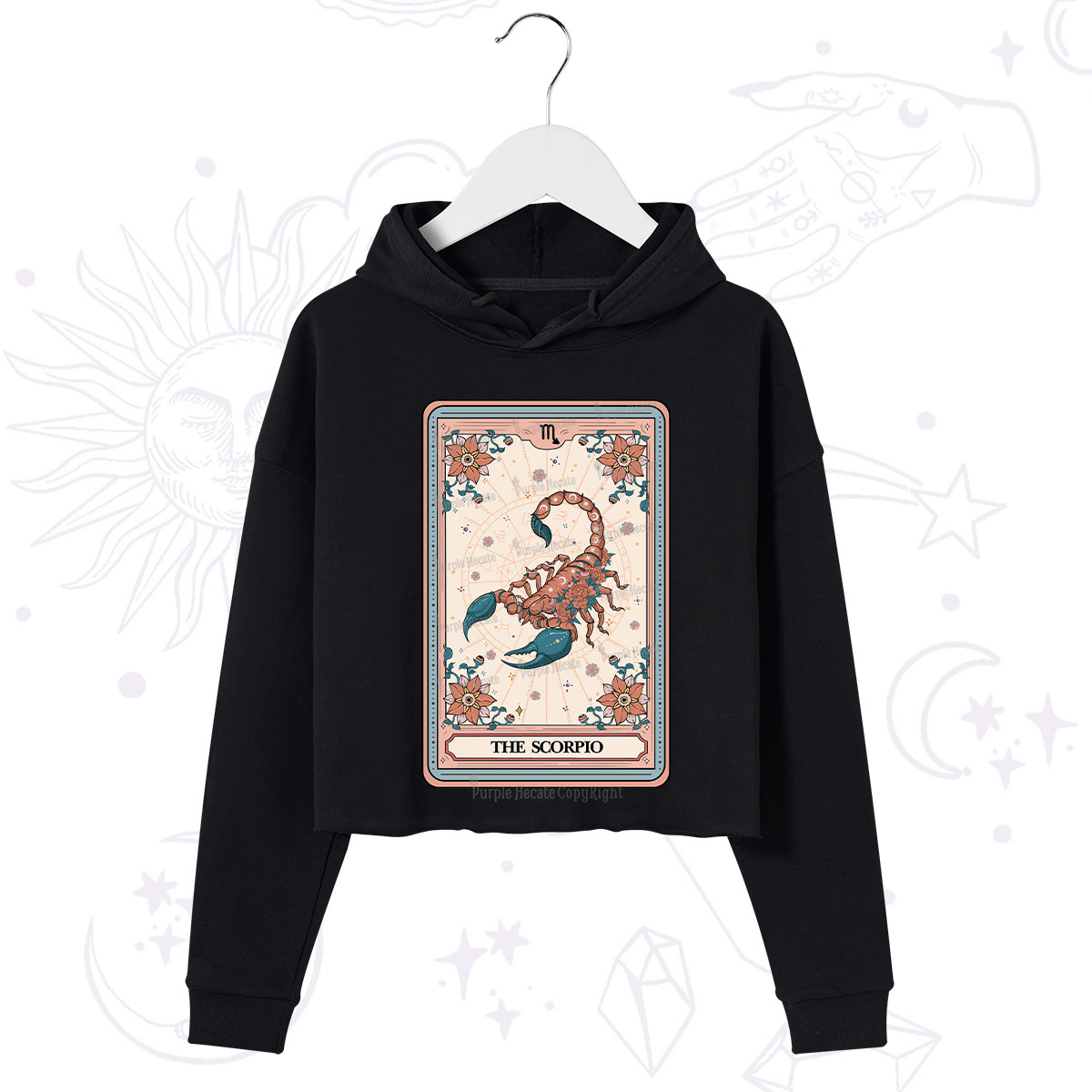 Purplehecate The Scorpio Tarot Card Crop Hoodie