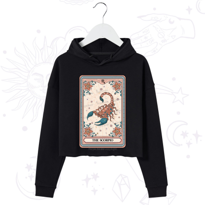 Purplehecate The Scorpio Tarot Card Crop Hoodie