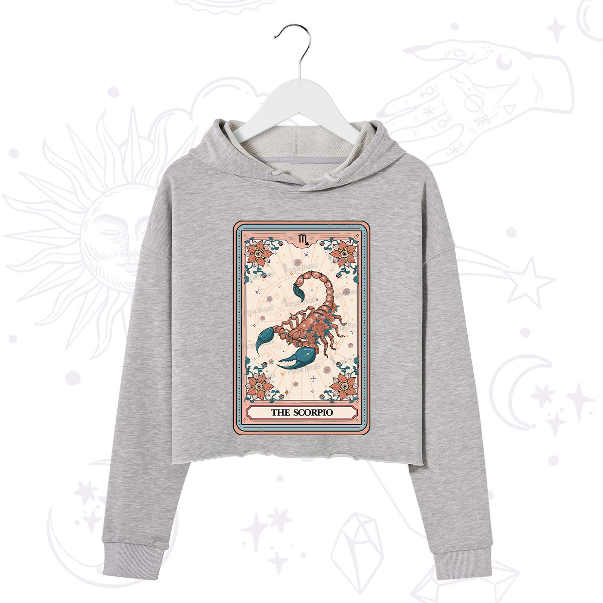 Purplehecate The Scorpio Tarot Card Crop Hoodie