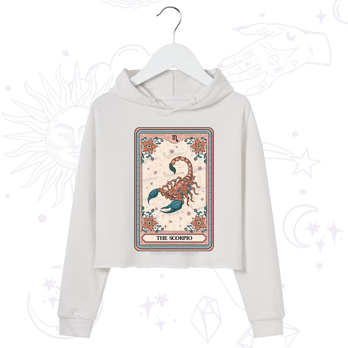 Purplehecate The Scorpio Tarot Card Crop Hoodie