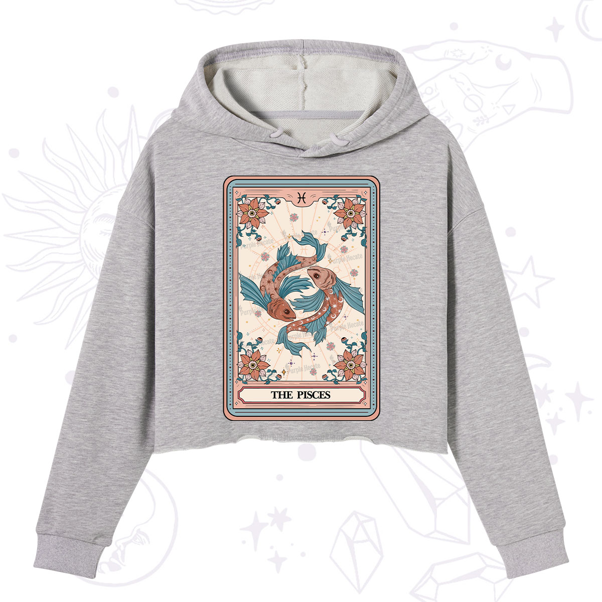 Purplehecate The Pisces Tarot Card Crop Hoodie