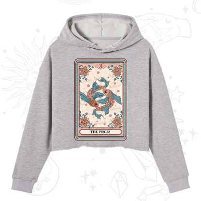 Purplehecate The Pisces Tarot Card Crop Hoodie
