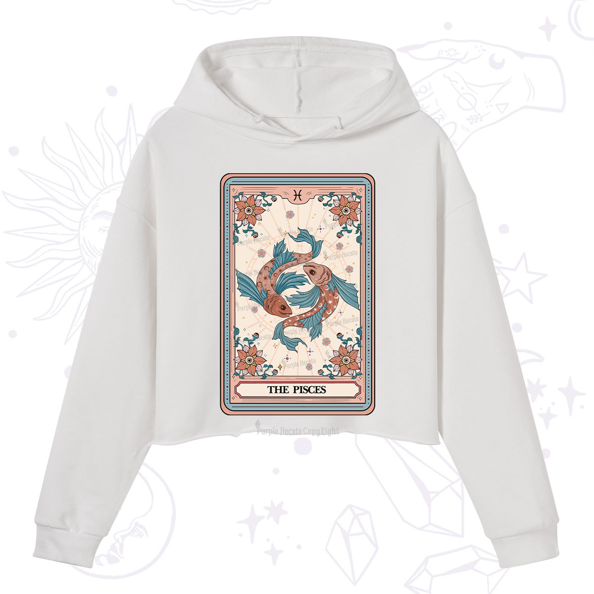 Purplehecate The Pisces Tarot Card Crop Hoodie