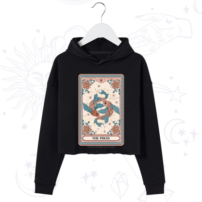 Purplehecate The Pisces Tarot Card Crop Hoodie