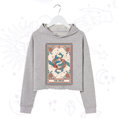 Purplehecate The Pisces Tarot Card Crop Hoodie