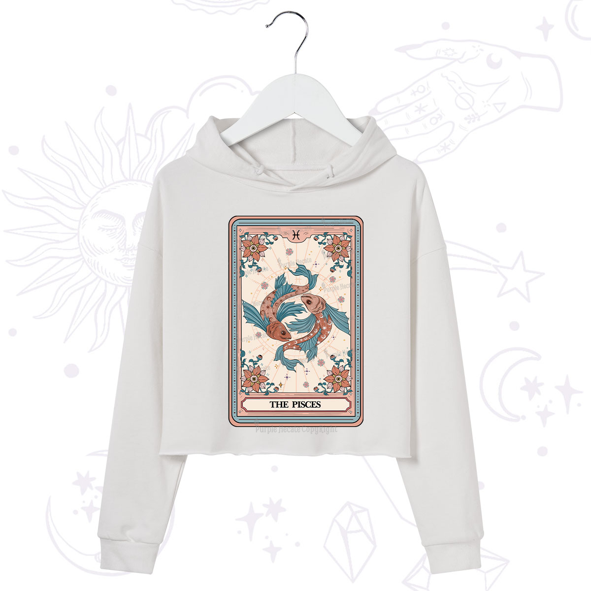 Purplehecate The Pisces Tarot Card Crop Hoodie