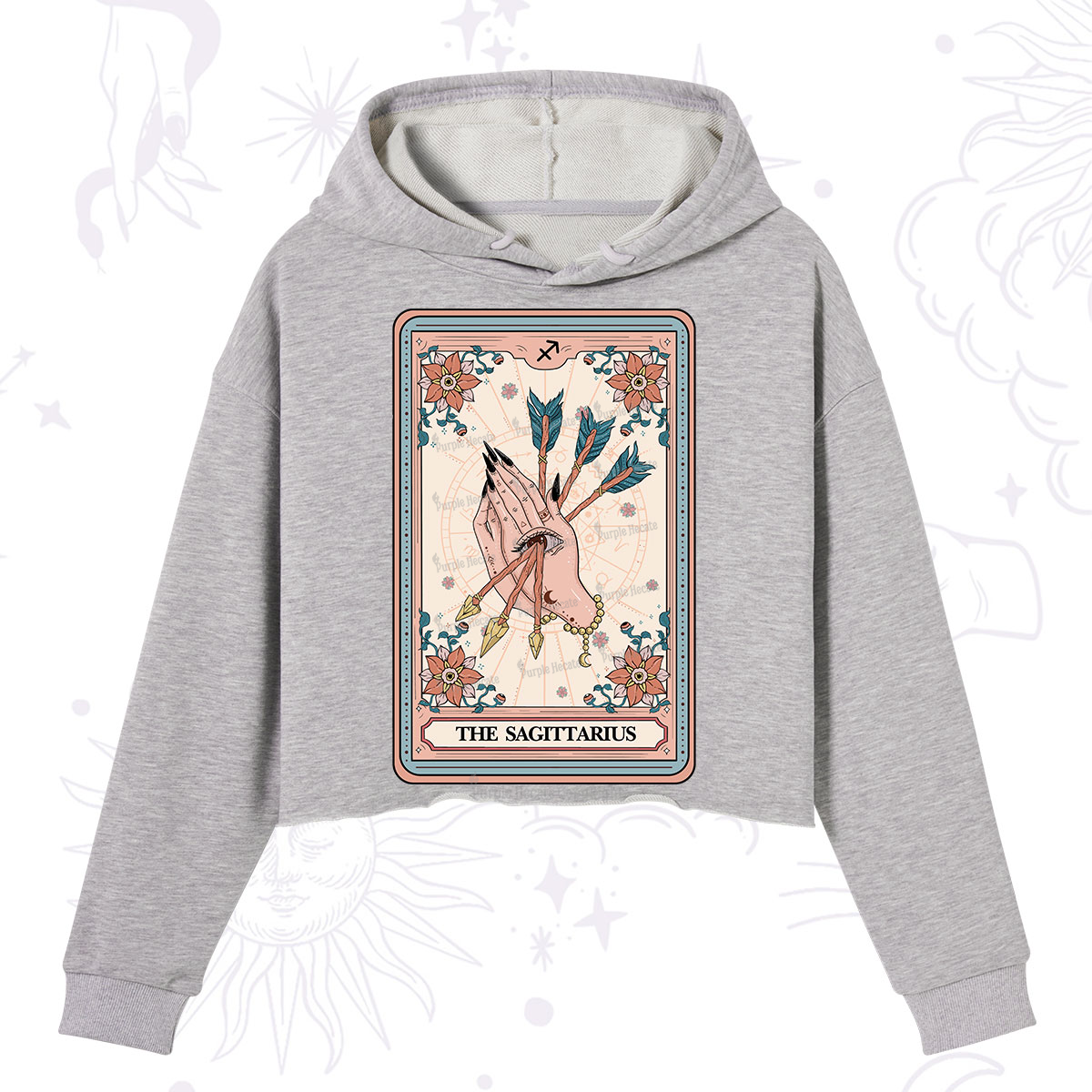 Purplehecate The Sagittarius Tarot Card Crop Hoodie