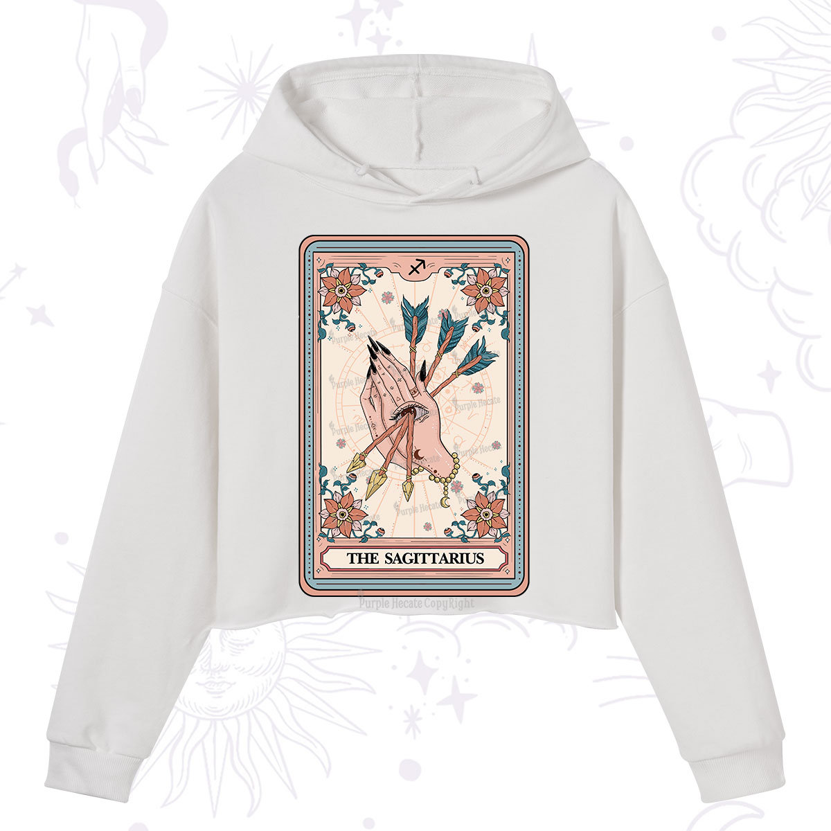 Purplehecate The Sagittarius Tarot Card Crop Hoodie