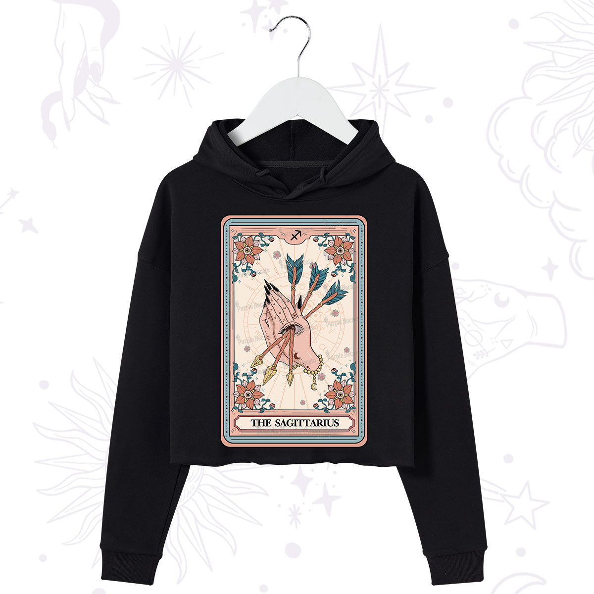 Purplehecate The Sagittarius Tarot Card Crop Hoodie