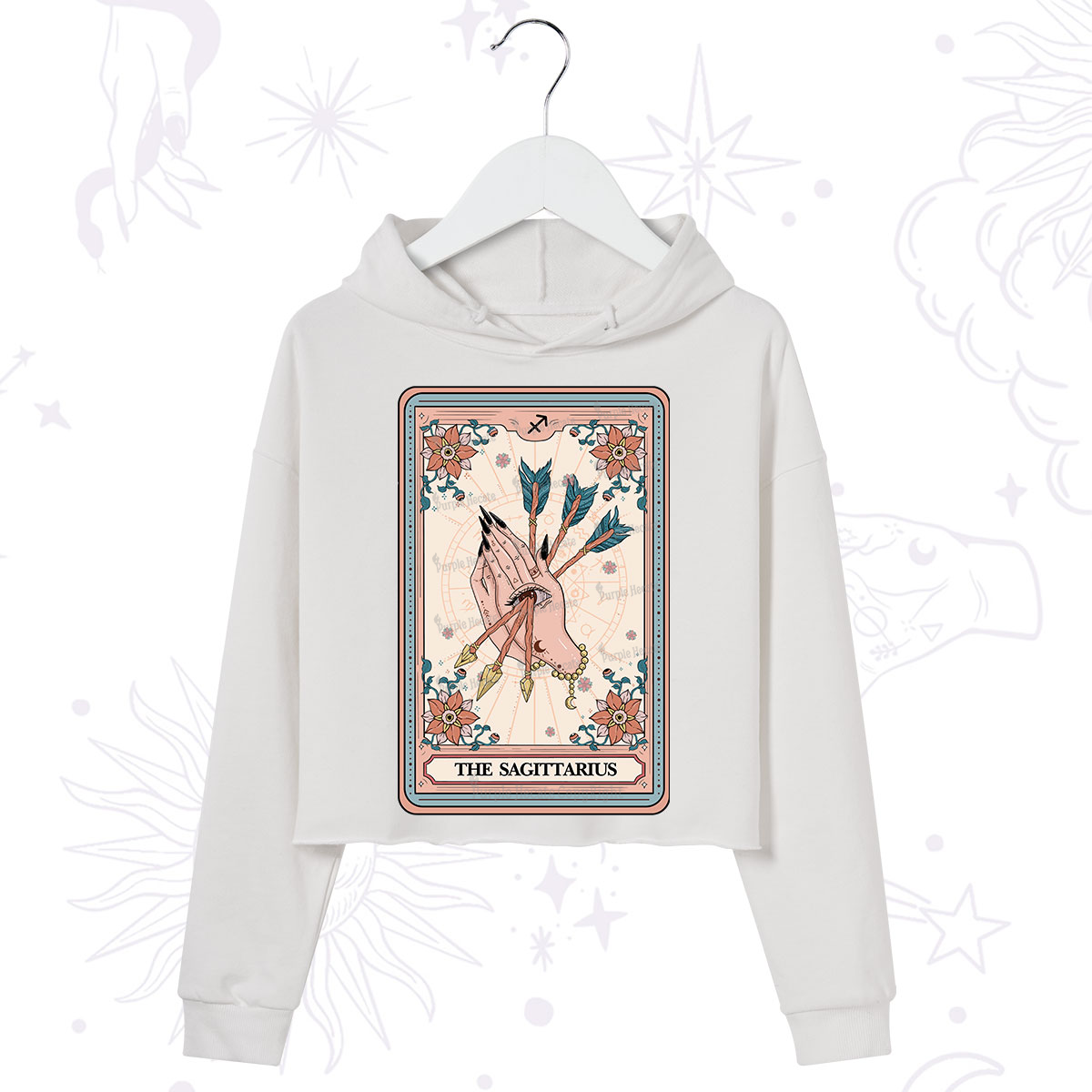 Purplehecate The Sagittarius Tarot Card Crop Hoodie