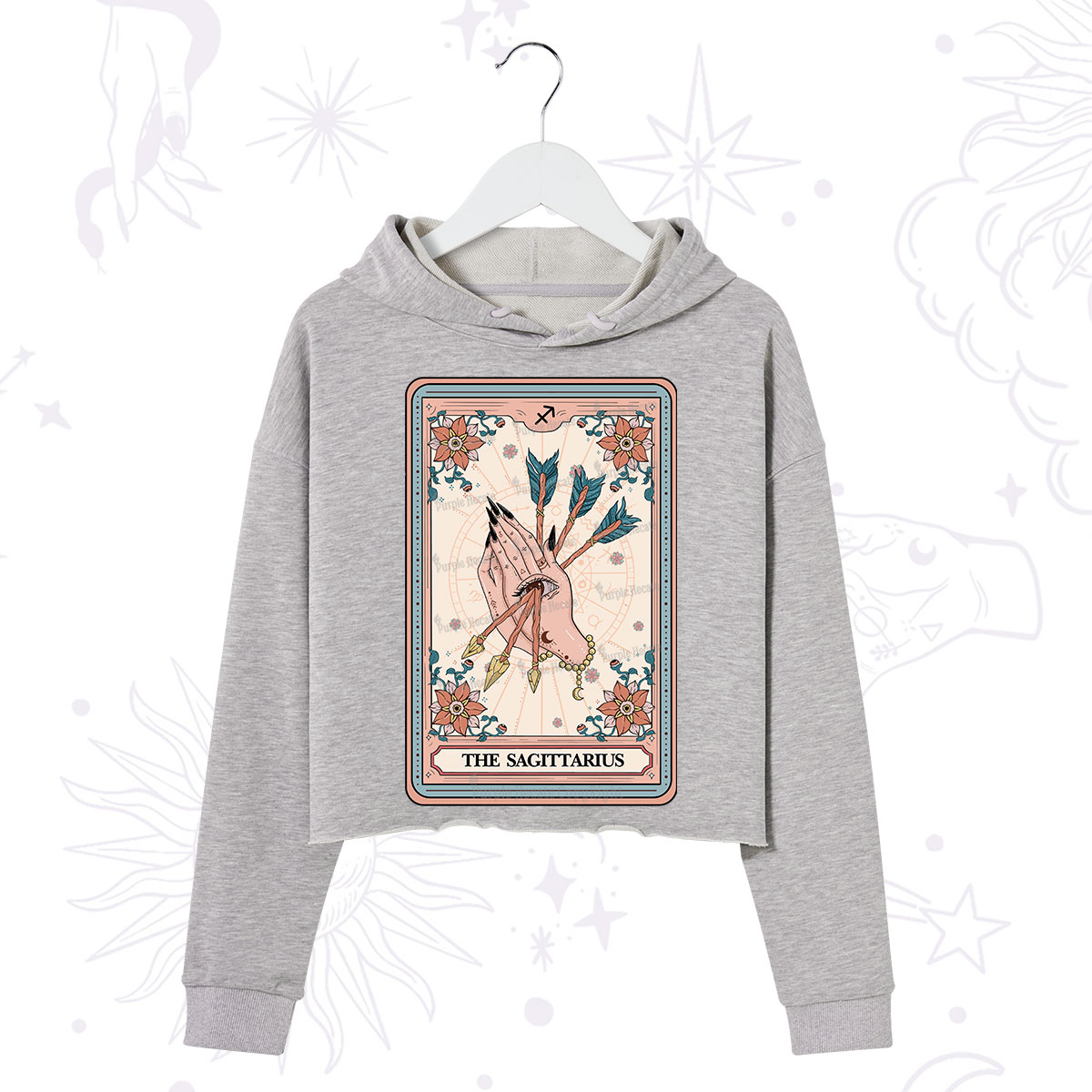 Purplehecate The Sagittarius Tarot Card Crop Hoodie