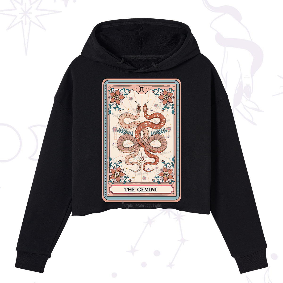 Purplehecate The Gemini Tarot Card Crop Hoodie