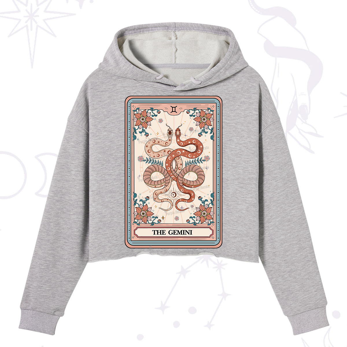 Purplehecate The Gemini Tarot Card Crop Hoodie