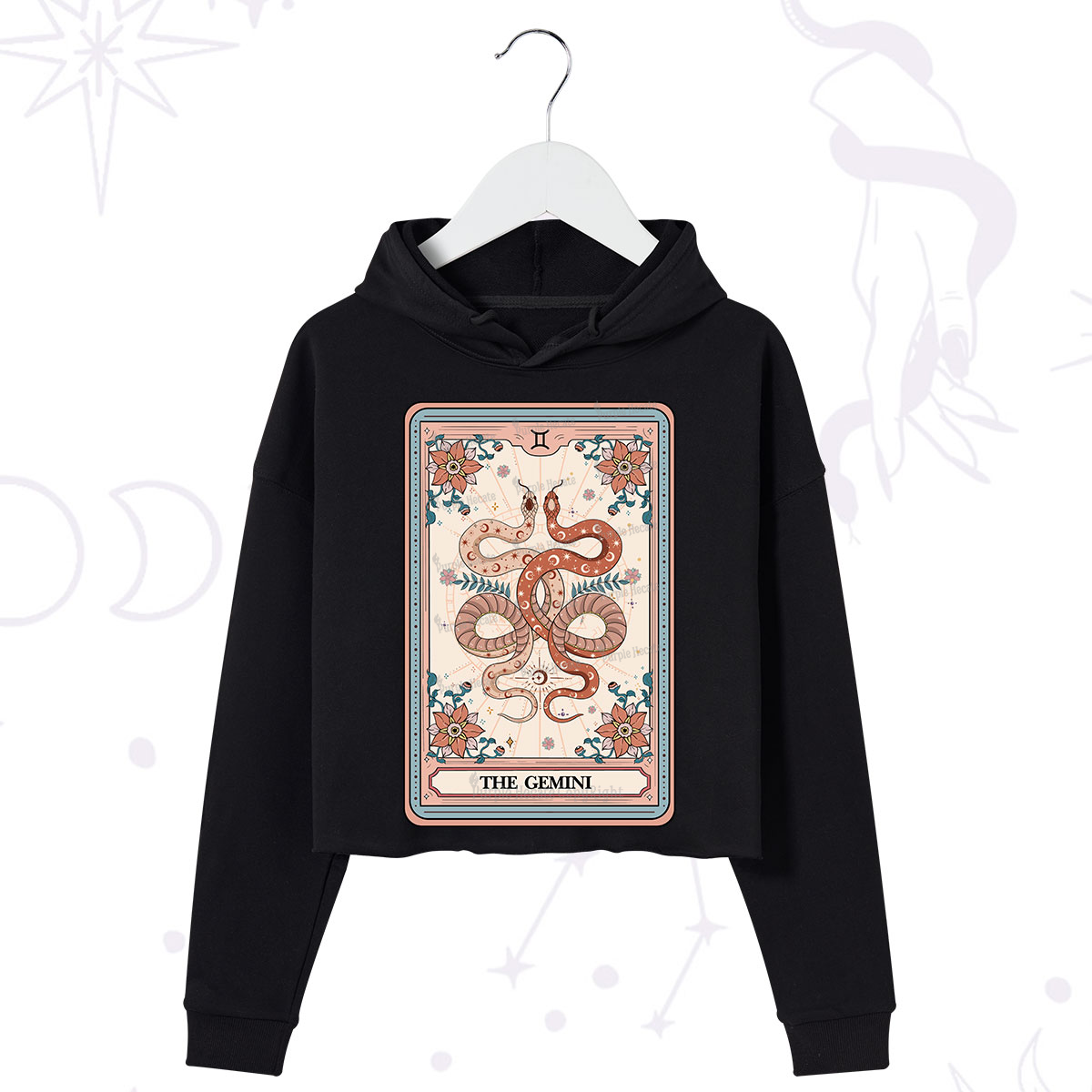 Purplehecate The Gemini Tarot Card Crop Hoodie