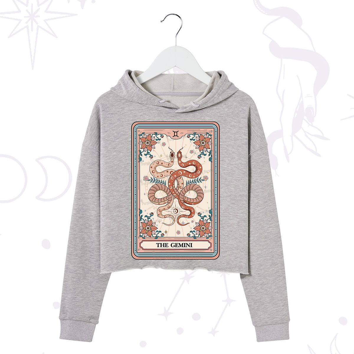 Purplehecate The Gemini Tarot Card Crop Hoodie