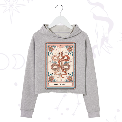 Purplehecate The Gemini Tarot Card Crop Hoodie