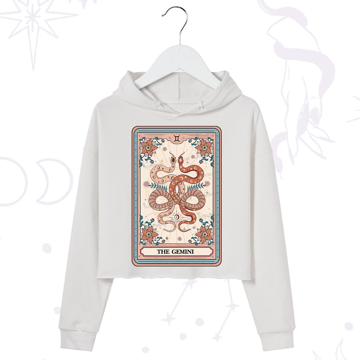 Purplehecate The Gemini Tarot Card Crop Hoodie