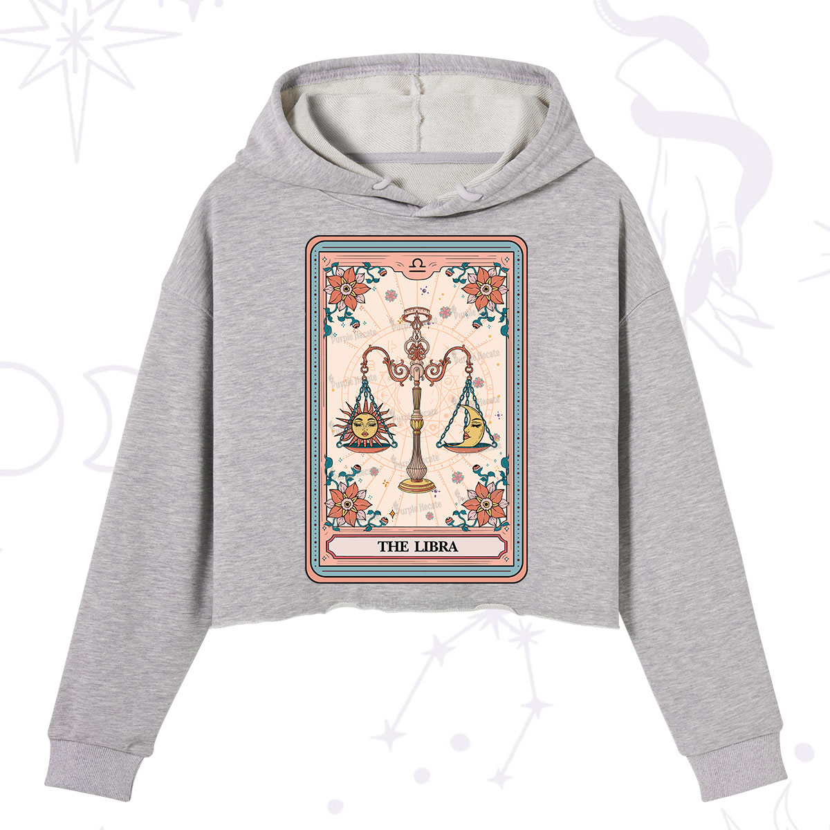 Purplehecate The Libra Tarot Card Crop Hoodie